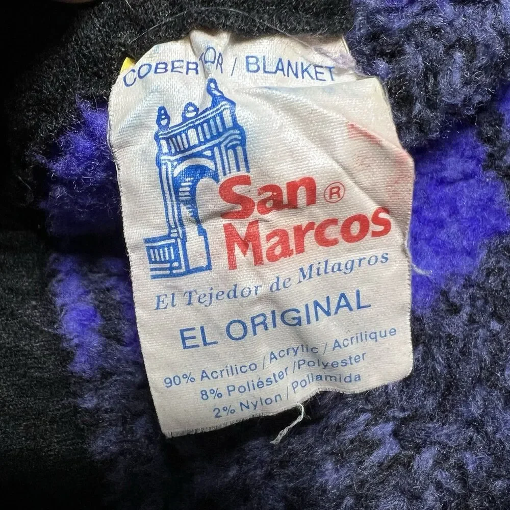 Vintage San Marcos Blanket Tiger Original Purple Reversible Plush Heavy 54x86
